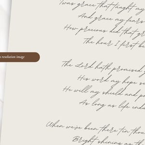 Amazing Grace Hymn Wall Art | Christian Farmhouse, Apartment, Room Decor Print in Beige | Subtle Song Lyrics | Vintage Quote, Baptism Gift image 6