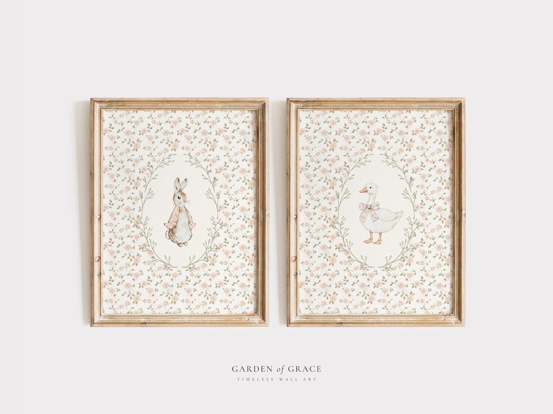 Bunny and Silly Goose Nursery Wall Art Set | Farmhouse Girl's Room ...