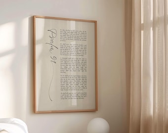 Arte de parede do Salmo 91 KJV | Impressões de arte cristãs sutis | Impressão moderna de versículos bíblicos para impressão | Impressão de escritura vintage, presente de batismo de chá de bebê