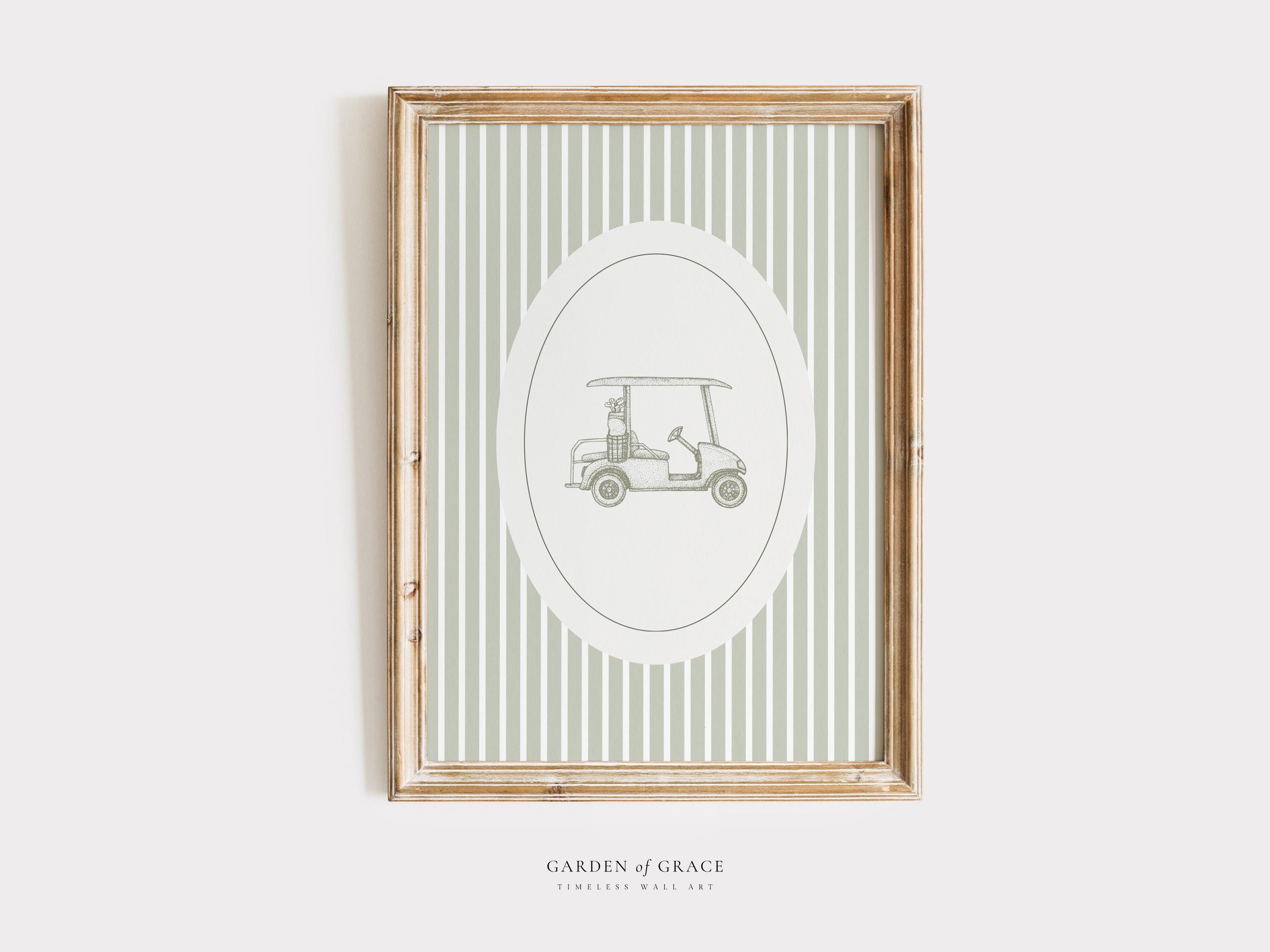 Golf Cart Nursery Print | Farmhouse Sage Green Baby Kid's Room Decor | Neutral Vintage Golf Themed Wall Art for Nursery | Digital Download