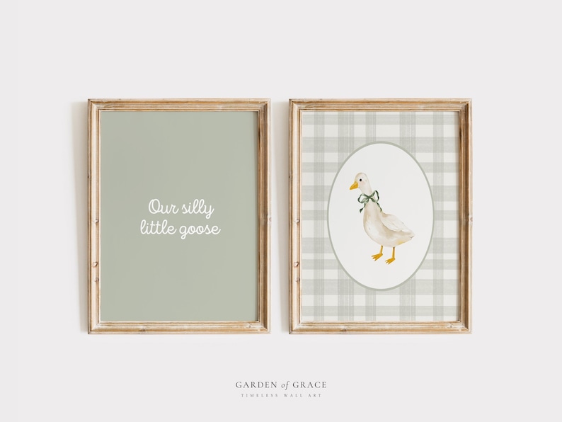 Vintage Silly Goose and Quote Nursery Wall Art Set of 2 | Farmhouse Kid ...