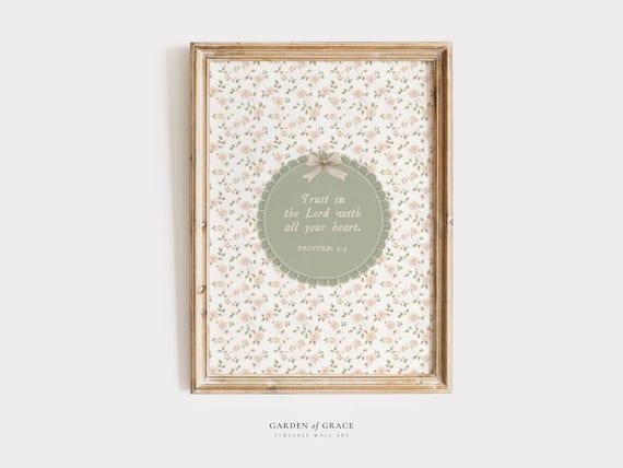 Proverbs 3:5 Floral Bible Verse Print, Girl Nursery Decor (Digital Download)