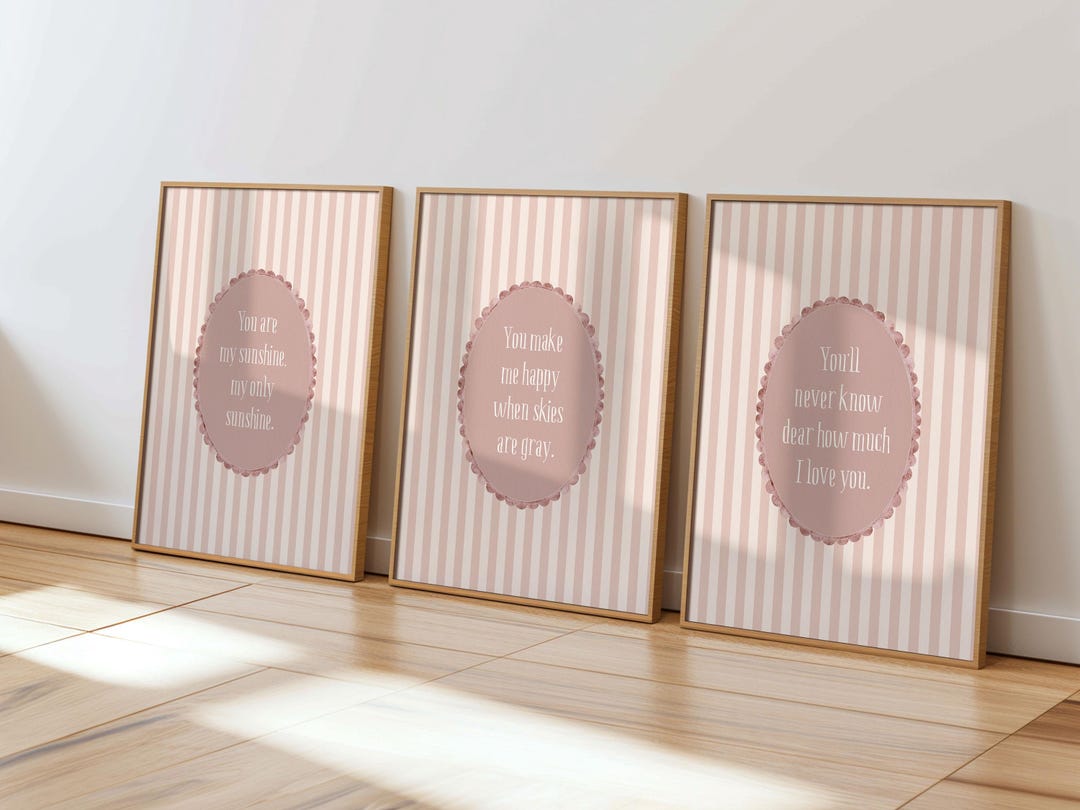 You Are My Sunshine Nursery Rhyme Wall Art Set of 3, Girl Room Decor ...