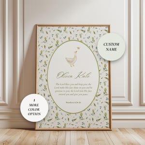 Impresión personalizada de "La Bendición" y nombre, impresión de versículo bíblico para guardería, regalo personalizado, arte de pared vintage para guardería, arte para sala de juegos, regalo para baby shower