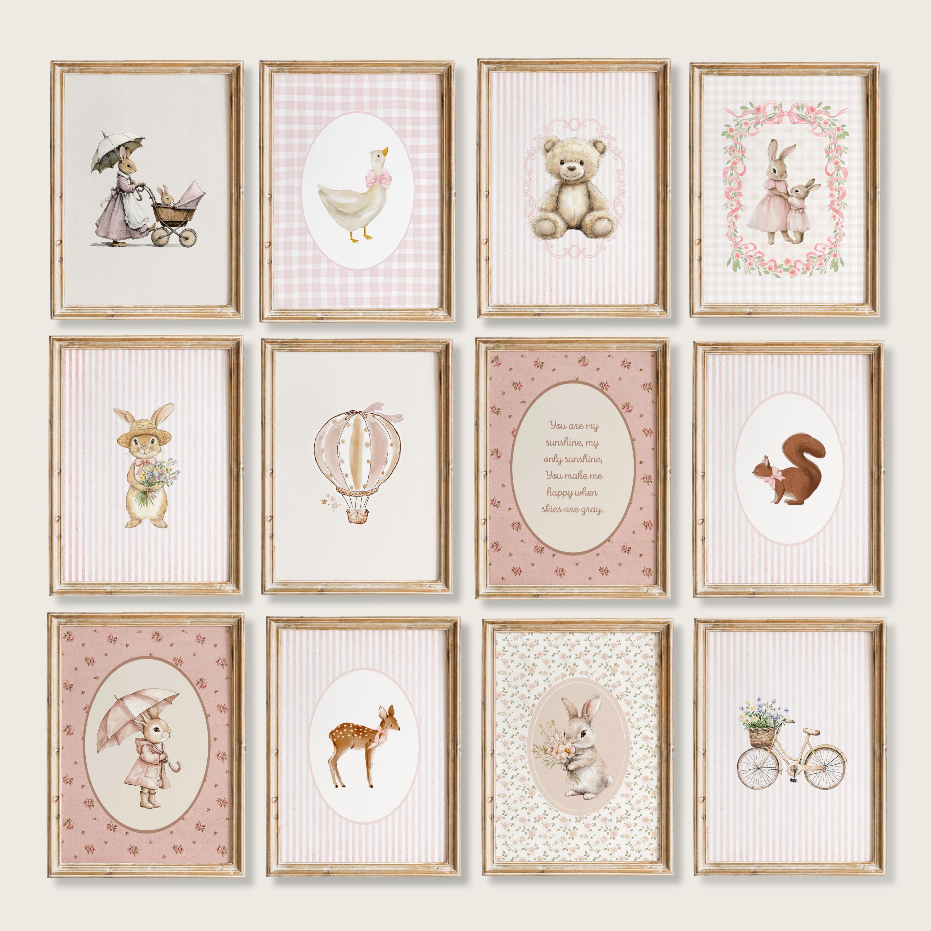 Pink Gallery Wall Art Print Set of 25 for Nursery, Pink Timeless ...