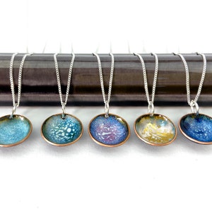 Enamel Circular Bowl Pendant on sterling silver chain.