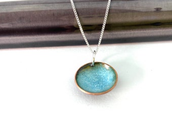 Enamel Bowl Pendant - turquoise