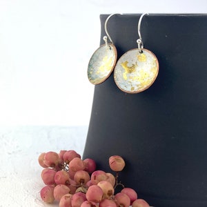 Enamel bowl drop earrings - white & gold