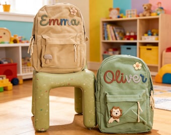 Personalized Corduroy Backpack: Custom Name Kids Preschool Bag