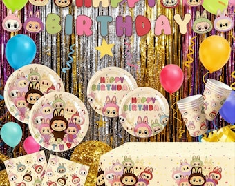 Kids Birthday Party Decor, Labu Theme Cake & Cupcake Toppers, Complete Coordinating Set