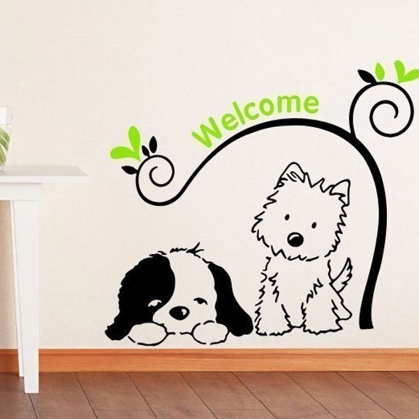 Vinyl Wall Art decal  WELCOME PUPPIES---Wall Art Home Decor Murals Vinyl Decals Stickers Tattoos