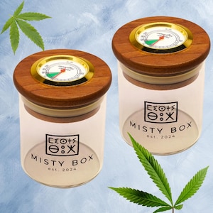 2 x pots hermétiques avec hygromètre | Bocaux en verre pour herbes et épices | Récipients étanches et anti-odeur