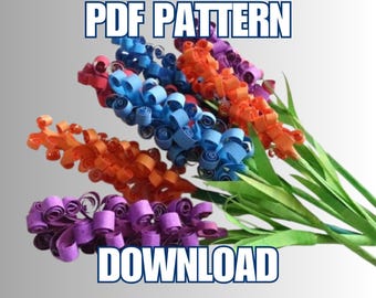 Bloemenpatroon van gequilleerd hyacintpapier: DIY-boeketsjabloon (pdf-download)