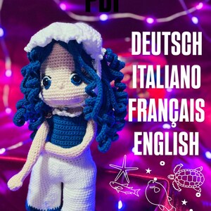 crochet pattern AMİGURUMİ doll, digital pattern-pdf in english-deutsch-italiano-français, toy, step by step, pdf tutorial, photo supported