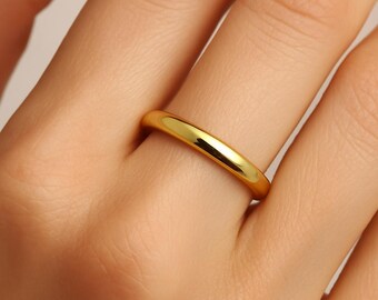 Solid 14K Gold Wedding Band | Minimalist Handmade & Engravable Ring | Yellow, Rose or White Gold | 2mm-6mm (Unisex)