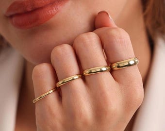 14K Solid Gold Classic Wedding Band – 2mm, 3mm, 4mm, 5mm Dome Ring, Timeless Minimalist Gold Band, Unisex Wedding Ring, Handmade Jewelry