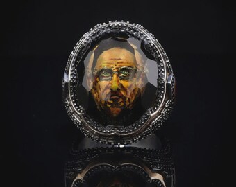 Breaking Bad Diamond Ring – Real Diamond Walter White Ring, Hand-Painted, 925 Silver Statement Ring, Unique Gift for Him