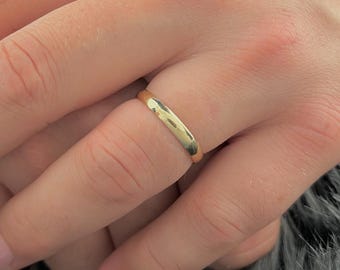 Minimalist 14K Gold Wedding Band - 3mm Classic Domed Ring, Timeless Solid Gold Band for Men & Women, Elegant Wedding Ring, Thin Gold Band