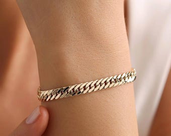 14K Gold Gourmet Chain Bracelet – Elegant and Timeless Design