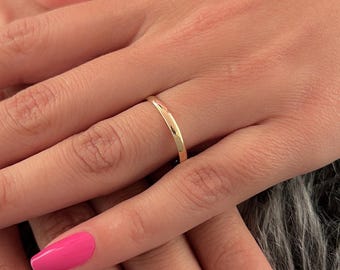 Minimalist 14K Gold Wedding Band - 2mm Classic Domed Ring, Dainty Solid Gold Band for Women, Thin Gold Stacking Ring, Elegant Promise Ring