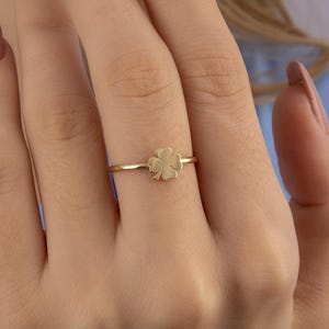14K Solid Gold Four Leaf Clover Ring | Lucky Charm Ring | Minimalist Gold Ring | Gift for Her
