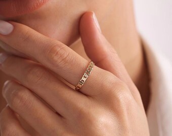 14K Gold Cuban Link Ring | Solid Gold Band | Unisex Modern Jewelry | Stacking Ring | Gift for Her/Him | Minimalist Gold Ring