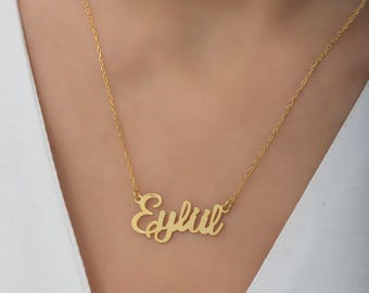 Custom Name Necklace, Gold Plated, 925 Sterling Silver, 14k Gold, Personalized Jewelry Gift