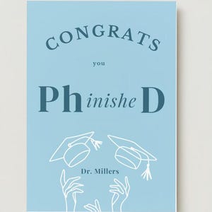 Grußkarte PhD Verteidigung - glänzend - einfach herunterladbare, anpassbare und druckbare Vorlage