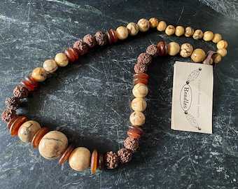 Vintage Tribal Necklace Exotic Tiger coral