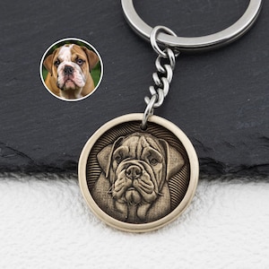 Personalized Pet Keychain Custom Pet Portrait Keychain Dog Remembrance Pet Loss Gifts for Pet Lovers Personalized Dog Memorial Gift