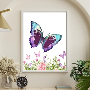 Butterfly Footprint Craft | Floral Summer Craft | Baby & Kids&#39; Footprint Keepsake | Printable Kids Art | Digital Art