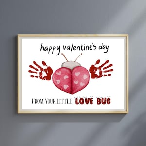 Love Bug Valentine Handabdruck Kunst: Kinder Druckbares Handwerk (Digitaler Download)