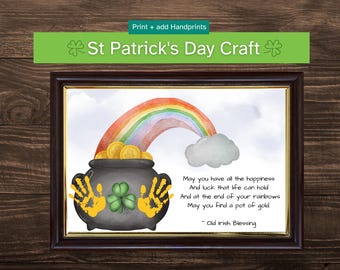 Artisanat d'empreintes de main de trèfle porte-bonheur : souvenir de la Saint-Patrick (PDF)