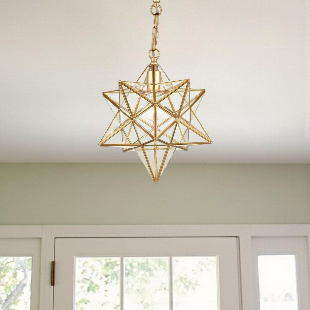 Moravian Star Pendant Light - Handmade Brass Star Ceiling Lamp for ...