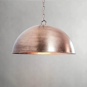 Bronze Dome Pendant Light Fixture – Handmade Brass Ceiling Lamp for Kitchen Island Lighting