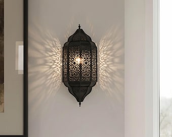 Solid Brass Wall Sconce Light - Handmade Moroccan Flush Mount Wall Lamp