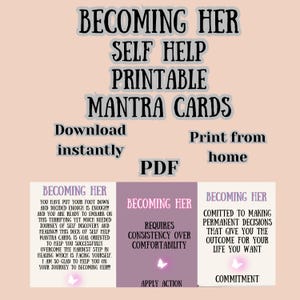Autoajuda Amor-próprio Cartões de afirmação de mantra para impressão para mulheres Download instantâneo Download digital PDF Coaching de vida
