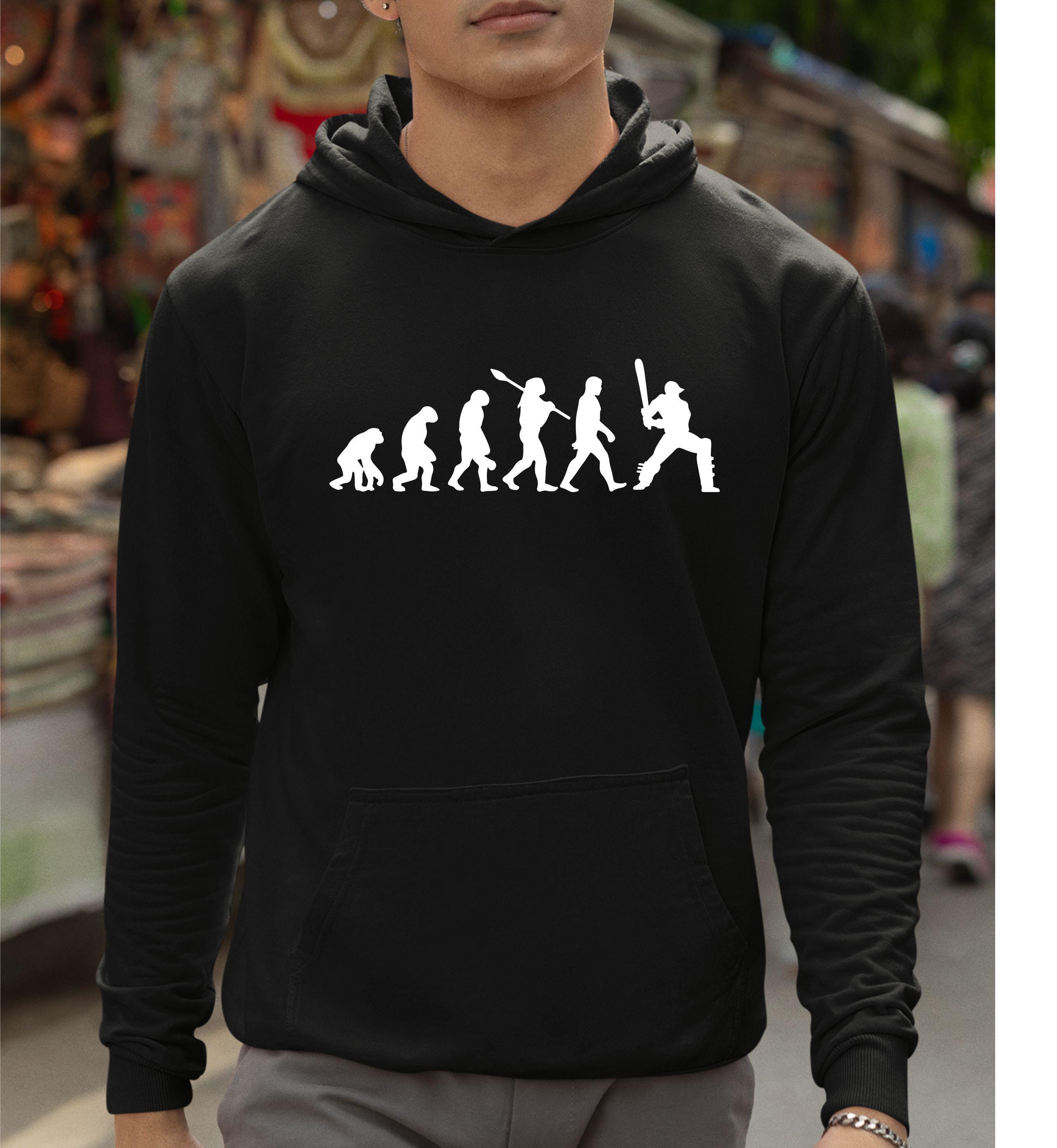 Evolution Hoodie / Cricket Batsman Evolve / Cricketing Bating / Batter Bat Gift / Team Sports Gamers Lovers Men Women Kids Unisex Gift Top