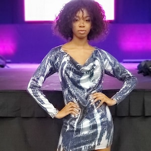 Blue snake print dress