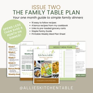 Numer 2 The Family Table Plan - Twój miesięczny plan posiłków dla ŁATWEGO gotowania/planowania obiadów! W komplecie z wstępnie załadowanymi wózkami na zakupy!