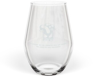 Copa de vino sin tallo con ilustración de seta | Grabada, 346 ml