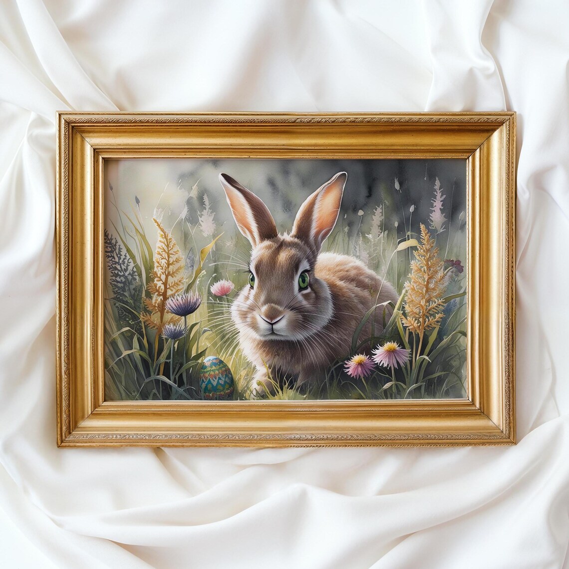 Easter Bunny Meadow | Poster Print - Easter Wall Decor, Watercolor ...