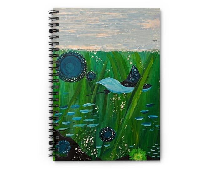 Ocean Life Spiral Notebook: Marine Animals, Underwater Scene