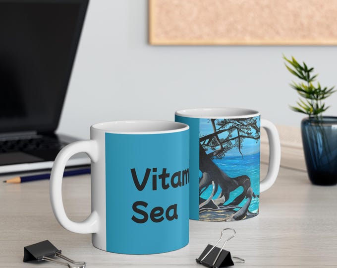 Vitamin Sea Mug: Beach Lover Coffee Cup, Nautical Drinkware