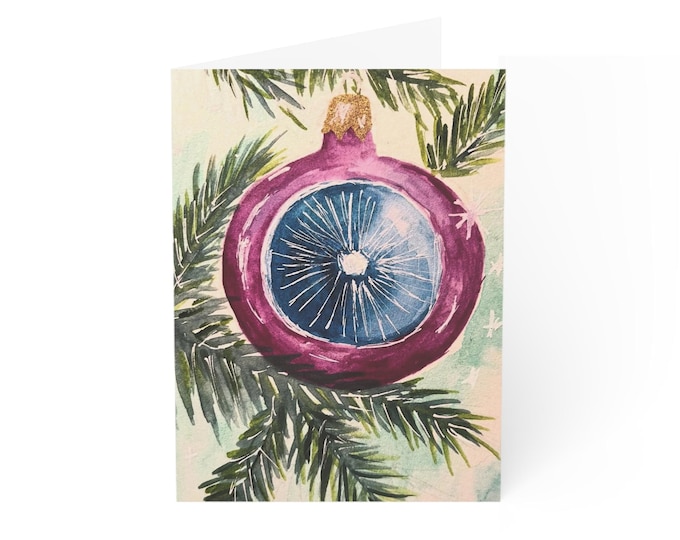 Vintage Watercolor Ornament Greeting Cards | Holiday Note Cards