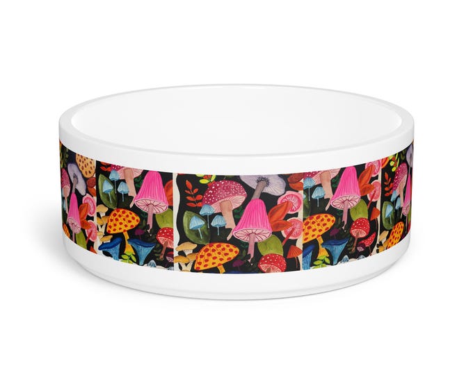 Mushroom Pet Bowl: Colorful PNW Animal Dish, 16oz
