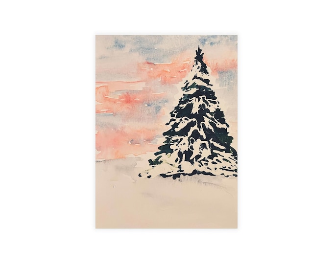 Watercolor Snow Tree Postcards | Postcard Bundle with Envelopes