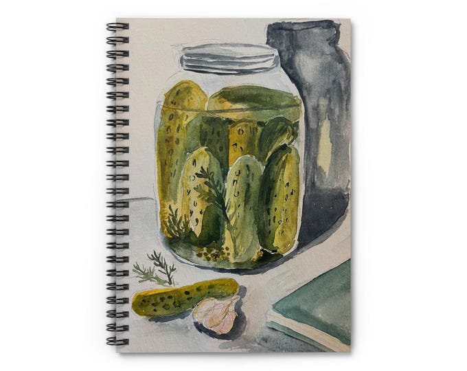Watercolor Pickle Jar Notebook: Recipe Journal, Foodie Gift