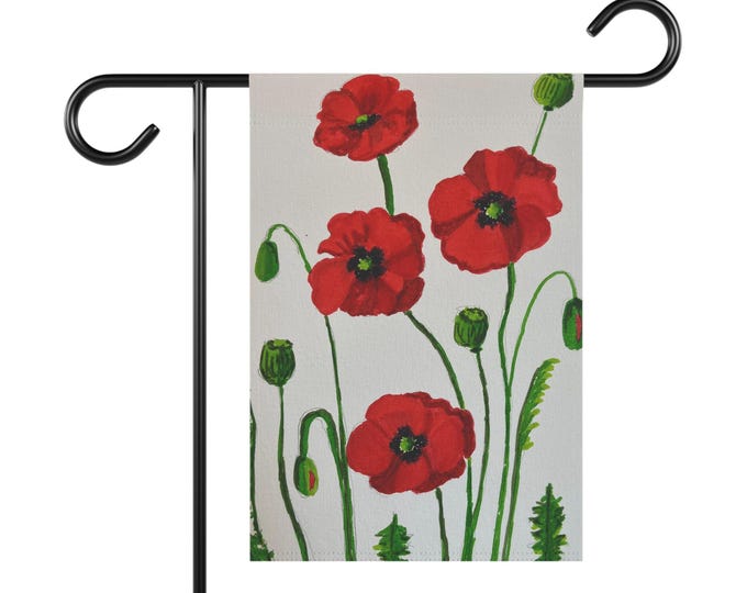 Poppy Art Garden Flag: Floral Spring Outdoor Decoration