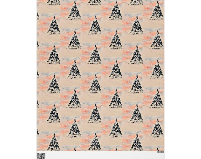 Tree Wrapping Paper - Abstract Watercolor Holiday Gift Wrap, Festive Christmas Packaging, Eco-friendly Paper Roll, Unique Gift Wrap Sheets,